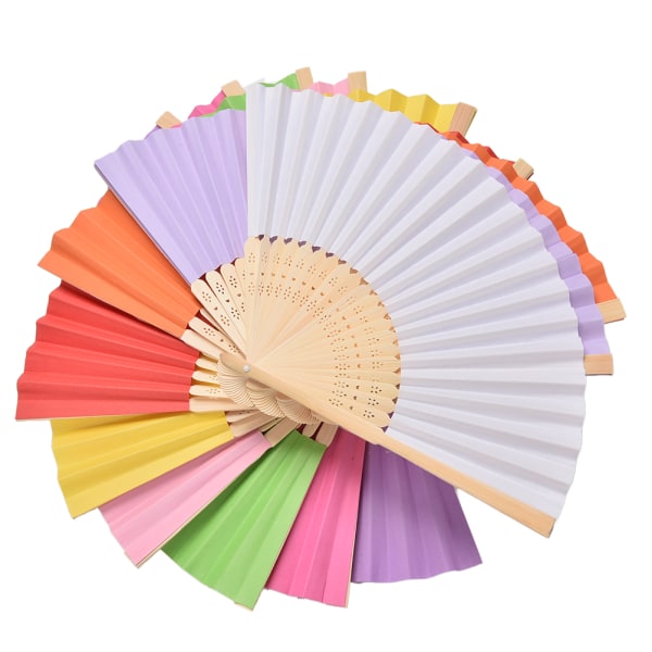Folding Bamboo Fan Retro Hand Paper Fans Bröllopsdansdekor Red
