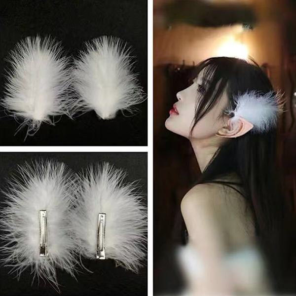 2st Fairy White Feather Hårklämma Huvudbonad Bröllop För Feathe P3