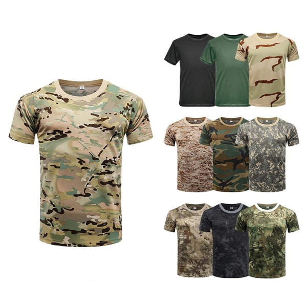 Kamouflage kortärmad sport T-shirt Outdoor Fitness Tactica Number bundle XL