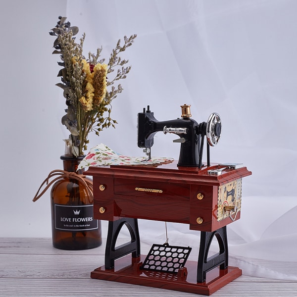 Sy hine Musikdosa Retro sömnad Clockwork Hemhantverk Decora