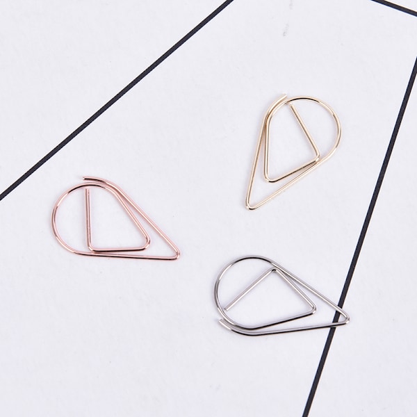 50 stycken metall droppformade pappersklämmor Kawaii e Bookmark Clip S Gold