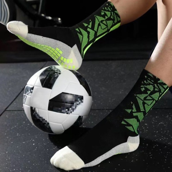 Fotbollsstrumpor Herr Mid-Leg Professional förtjockad handduksbotten Black Green