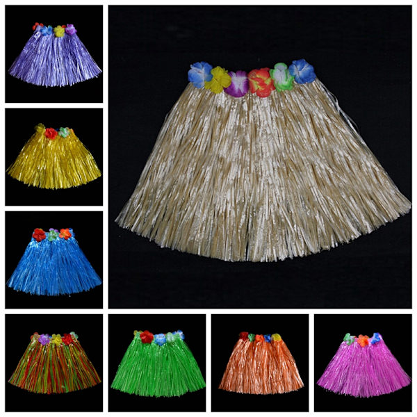 Barn Pojkar Flickor Hawaiian Hula Grass Beach Kjol Blomma Armband Color