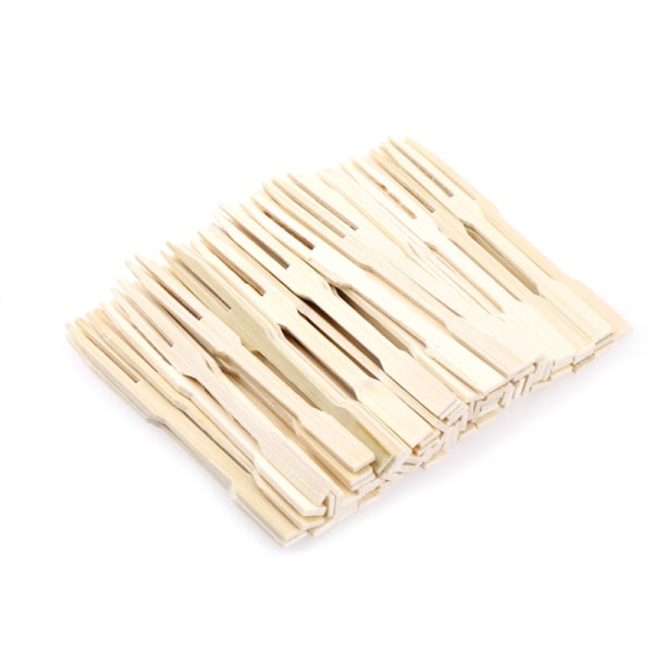 80st Bambu engångsfruktgaffel i trä Dessertgafflar Bordsbord