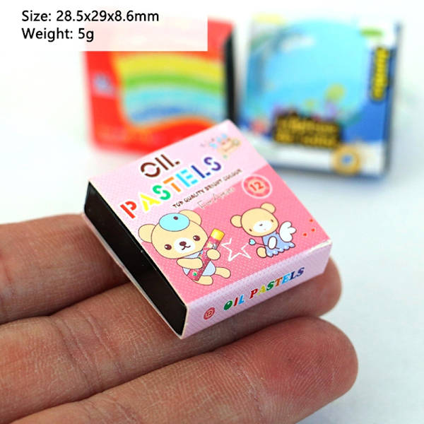1Set 1:12 Dollhouse Miniatyr Crayon Färg Pennlåda Modell Kid Red