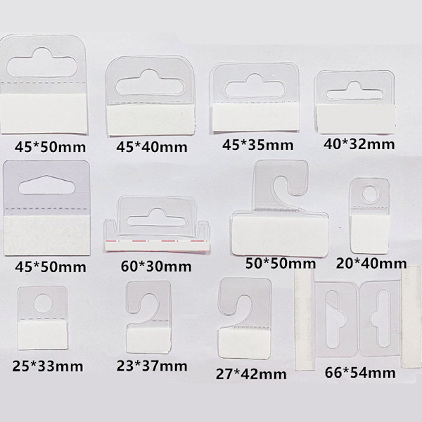 100 st PVC Spår Hål Självhäftande hängetiketter Krok Merchandise Box Ba A3