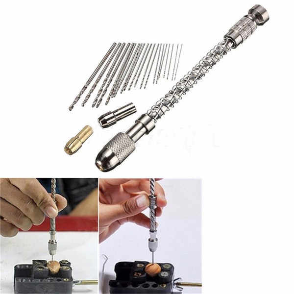 21st Mini Micro Twist Drill 0,3-1,6mm HSS Bit Set Hand Spiral Silver