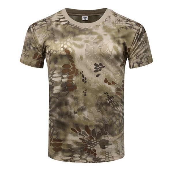 Kamouflage kortärmad sport T-shirt Outdoor Fitness Tactica Black python XL