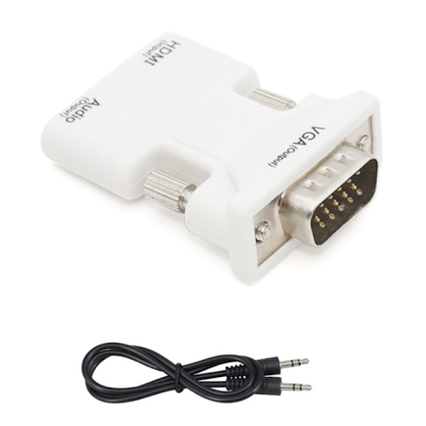 HDMI hona till VGA hane-omvandlare med o Adapterstöd 1080P White