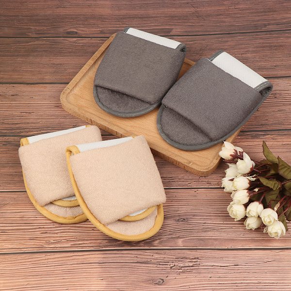 1 par Foldable Home Hotel Andningsbara Tofflor SPA Resesalong Gray