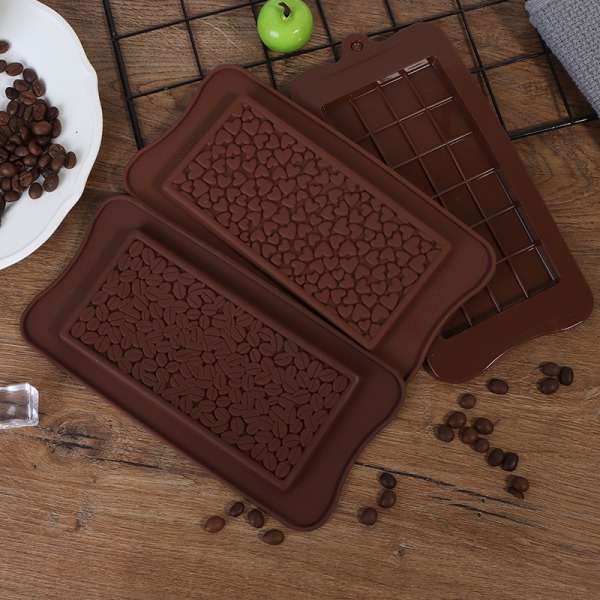 3 ST Hjärta-kaffebönor Formade 3D-chokladformar Molds