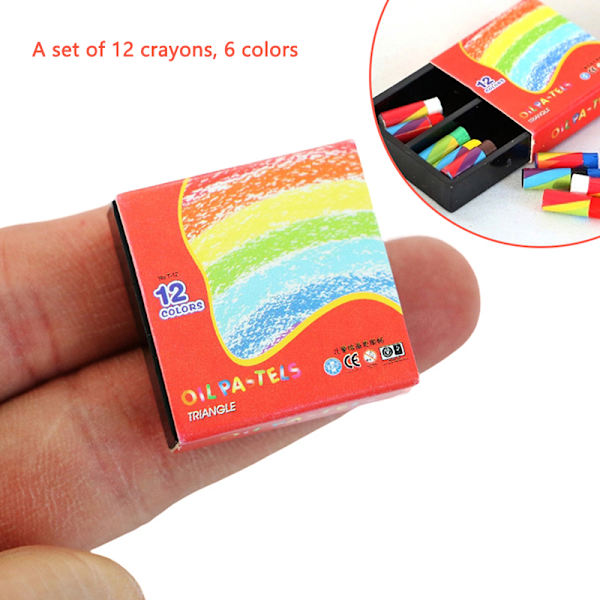 1Set 1:12 Dollhouse Miniatyr Crayon Färg Pennlåda Modell Kid Red