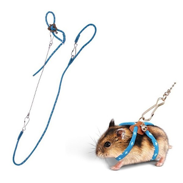 Justerbar små husdjur hamster koppel sele Set med klockor Ferre Light blue