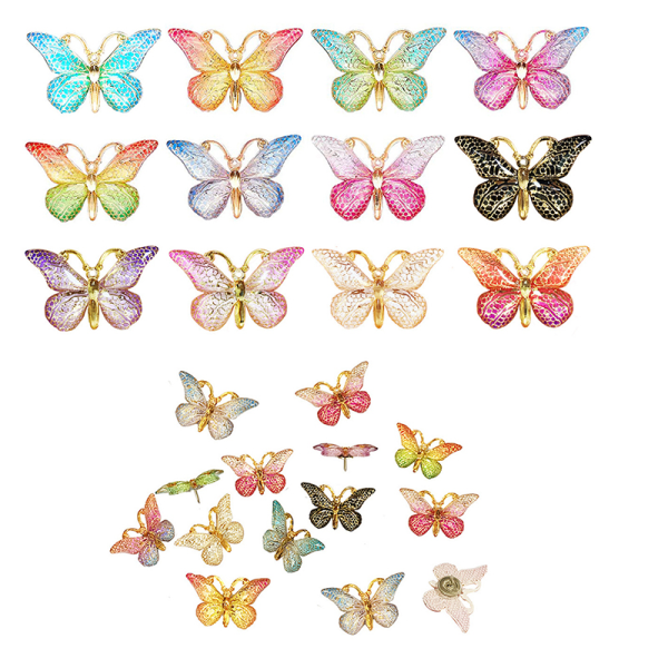 12st Stora Butterfly Push Pins Dekor Tummen Tacks Ritstift