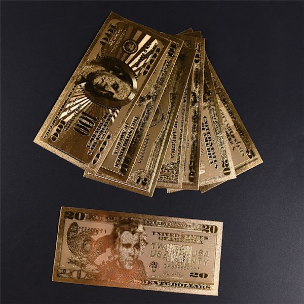 Hot 1 Set 7 Styck Guldpläterade USD Papperspengar Sedlar Hantverk Fo