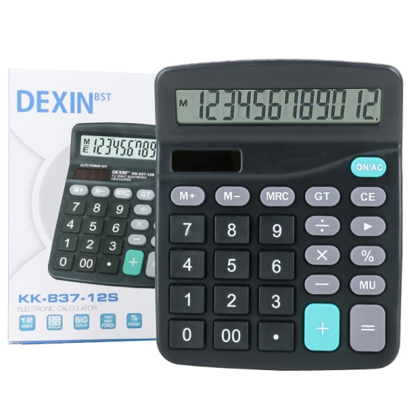 12 siffror elektronisk kalkylator Solar Calculator Dual Power Des Blue