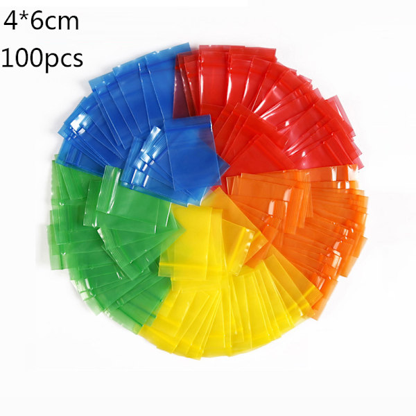 100 st Tjock färg Liten Ziplock Bag Seal Pocket Smycken Mini H Red