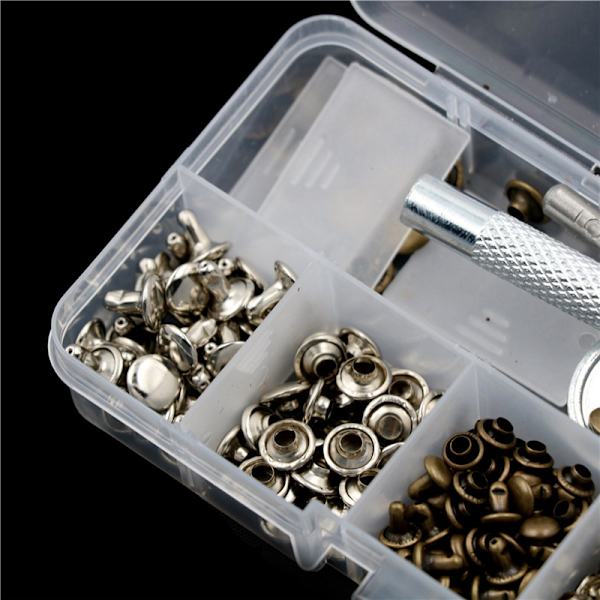 120st/ set Läderhantverksreparation Dubbla cap Metallrör