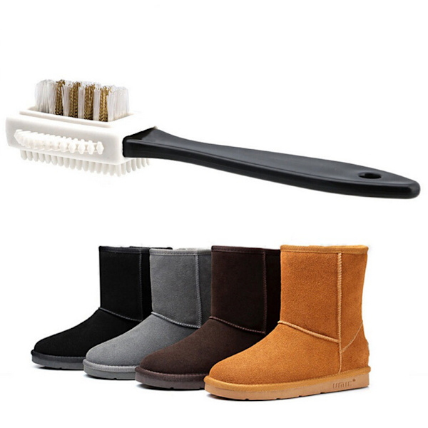 Chic 3-sidig rengöringsborste för mocka Nubuck skor Boot Cleaner