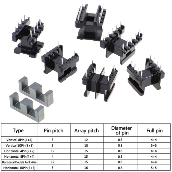 5 set EE25 4Pin 8P 10P Transformator Bobbin PC40 Ferrit Core Ver Horizontal 8Pin(4+4)