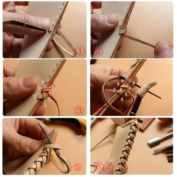 1 st DIY läder hantverksstickning dubbla hål läder rep spetsar