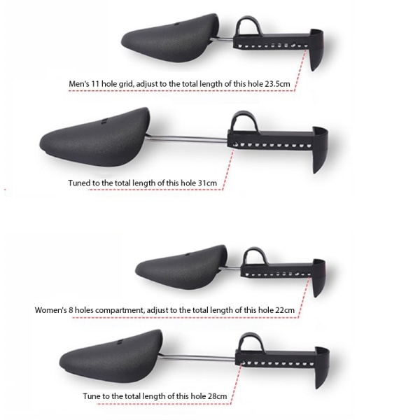 1 par plastsko Tree Shaper Shapes Bår Justerbar för Black Man