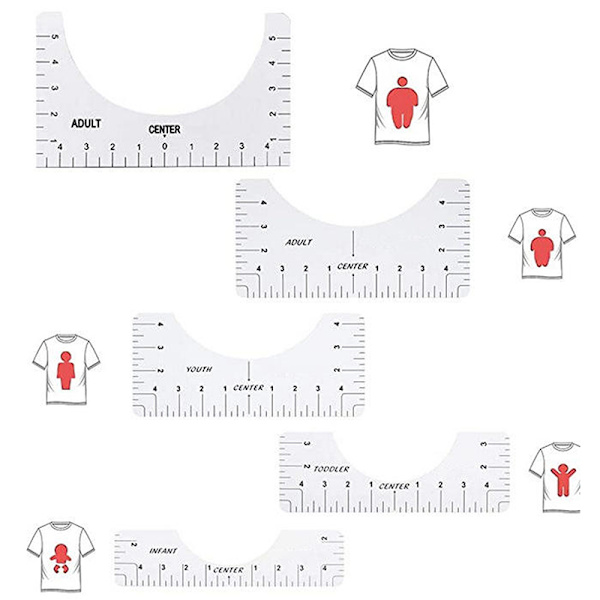 5st T-shirt linjal för vägledande t-shirt mätning Rul Transparent