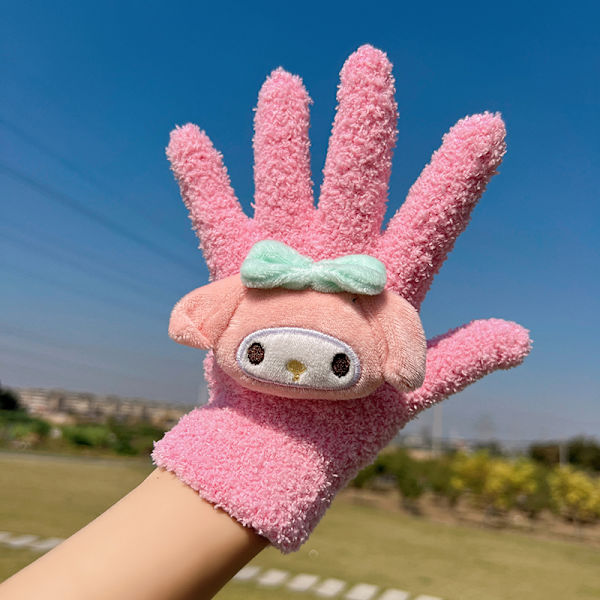 Kawaii Sanrios plyschhandskar Kuromi Cinnamoroll Cartoon och Girl W B