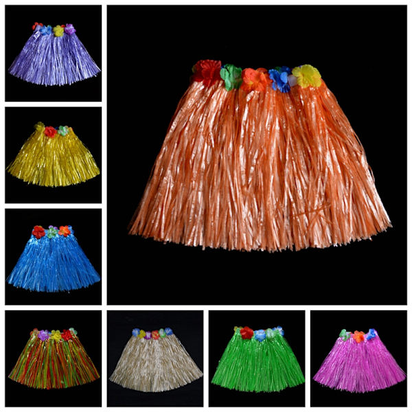Barn Pojkar Flickor Hawaiian Hula Grass Beach Kjol Blomma Armband Color