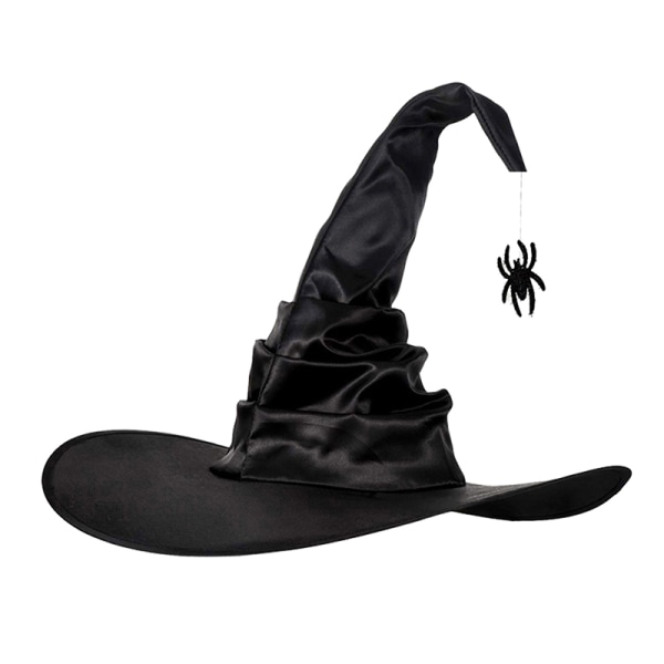 Unisex halloween vinklad häxhatt Black Folds Wizard Hat Herr Wo A