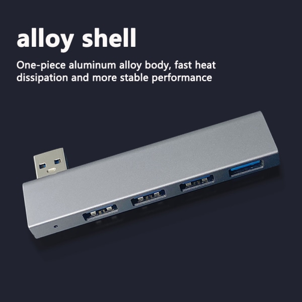 USB3.0 Hub 4 Portar Förlängd Plug Slim Portable USB Splitter Lap