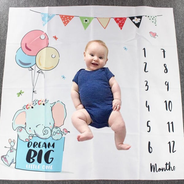 Baby Monthly Milestone Fotorekvisita Bakgrundsfilt Unisex Ph F