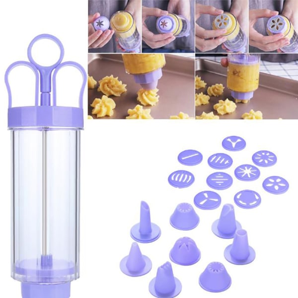 Cookie Biscuit Maker Pump Press hine Dekor Form Purple