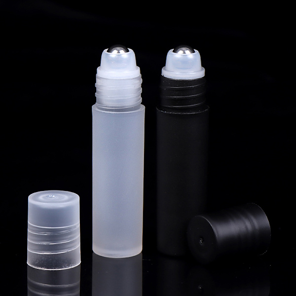 5ml plast Roll-on parfymflaskor Rostfritt stål Roller ball White