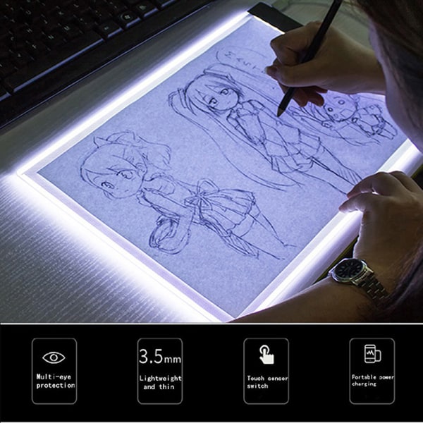 A5 LED Art Stencil Board Light Box USB Tracing Ritbord Annons B(Stepless Adjustable Brightness)