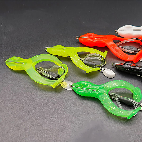 Groda Mjuk Groda Lure Fiske Lure Biomorphics Bete för basfisk transparent yellow small
