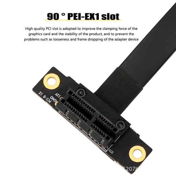 PCIE X1 Riser-kabel Dubbel 90 graders rätvinkelförlängningsband 10cm