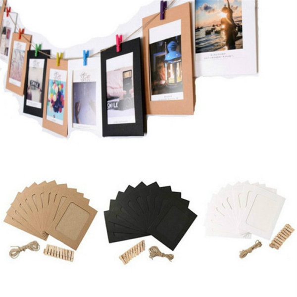 10st DIY 6 tum Hängande Album Clip Kraftpapper Fotoram för Brown