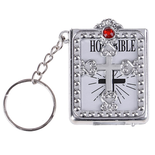 Mini HELIG Bible Keychain Religiös kristen Jesus Cross Key Ch Silver