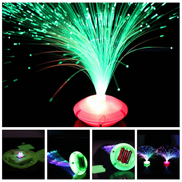 Färgskiftande LED Fiberoptisk Nattljus Lampstativ Home Deco