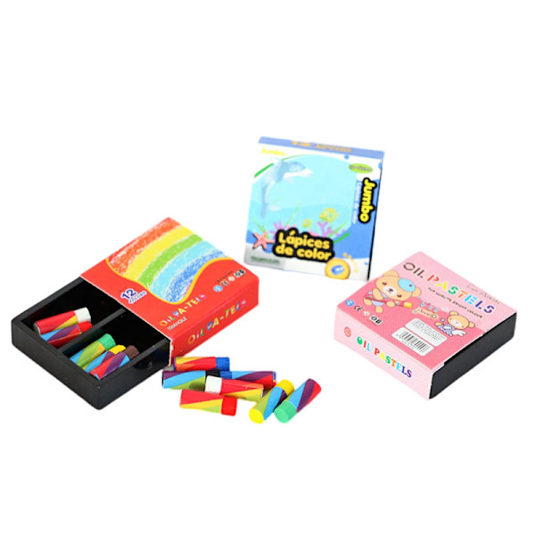 1Set 1:12 Dollhouse Miniatyr Crayon Färg Pennlåda Modell Kid Red