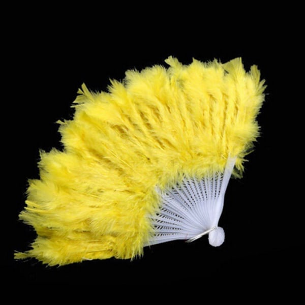 9 färger Ny kostym Bröllop Showgirl Dans Folding Hand Feathe Yellow