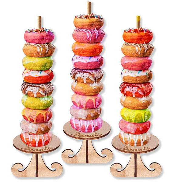 Trä Donut Display Stand Rack DIY Wall Donut Dessert Rack