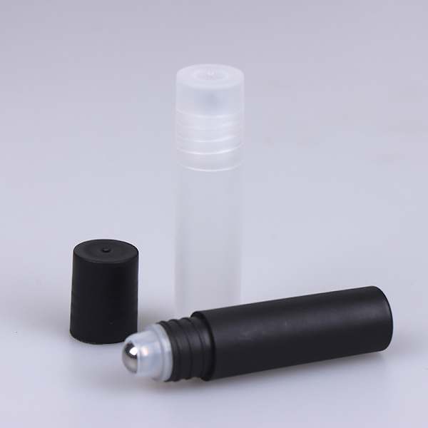 5ml plast Roll-on parfymflaskor Rostfritt stål Roller ball White