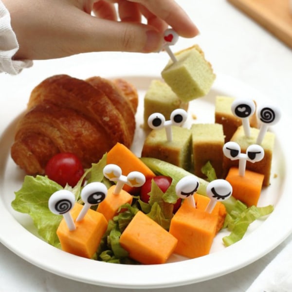 10 st/ set minispett och tecknade ögon Kawaii Lunch Bento Box F