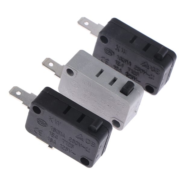 2st KW16(5)A 250VAC Mikrovågsugnsdörr Micro Normalt öppen Cl 1(grey push on)