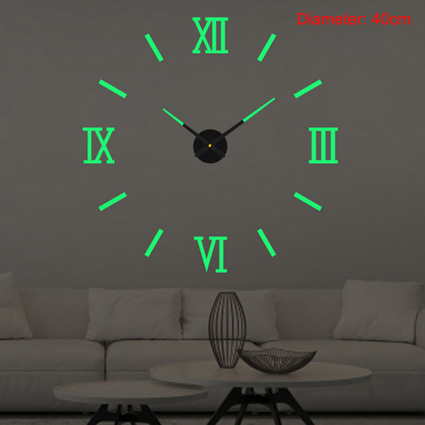 3D självlysande väggklocka Ramlös akryl DIY digital klocka vägg Luminous clock