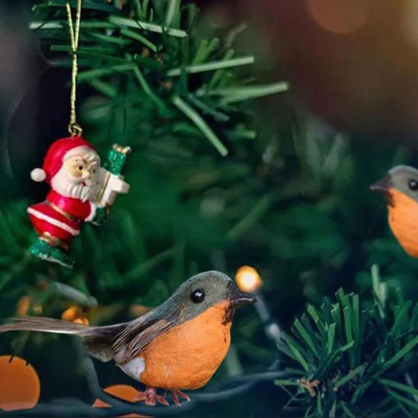 1 st Robin Bird Christmas Mini Artificiell fågel Julgran D