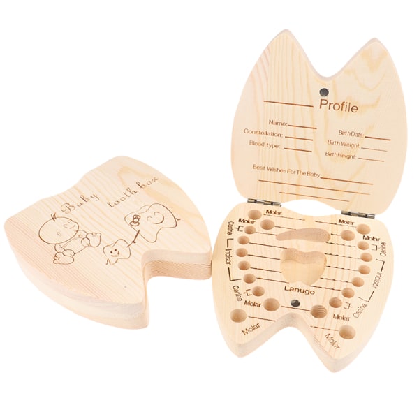 Baby pojkar Flickor Minnesak Wood Tooth Fairy Box Milk Organizer S Boy