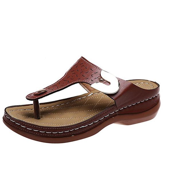Dam Sandaler Mjuk Botten Kilar Skor Dam Sommar Sandaler Med Brown 40